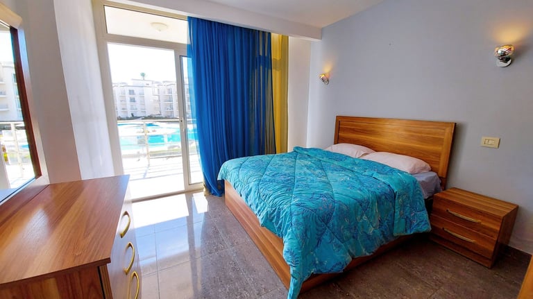  1 bedroom sunny beach first floor with balcony pool view 