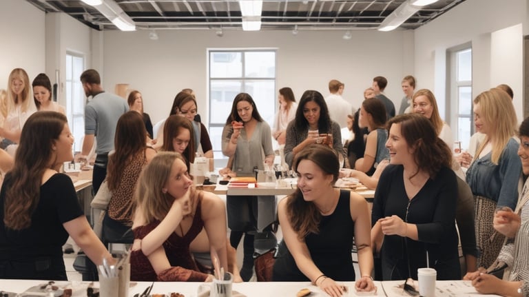 Women collaborating in a workshop setting.