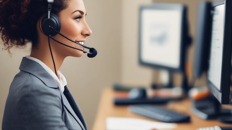 A hand holds a smartphone displaying a screen with a customer support option. The screen features two distinct buttons for initiating chat support: one blue button labeled 'iMessage' and one green button labeled 'WhatsApp'. Text above the buttons reads 'Chat with us' followed by a description of the support options. A 'Dismiss' option is also present at the bottom.