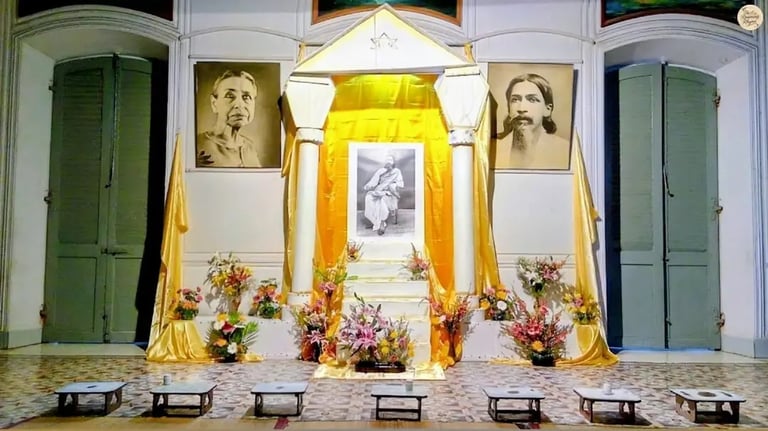Portraits of Aurobindo and The Mother at Sri Aurobindo Ashram.
