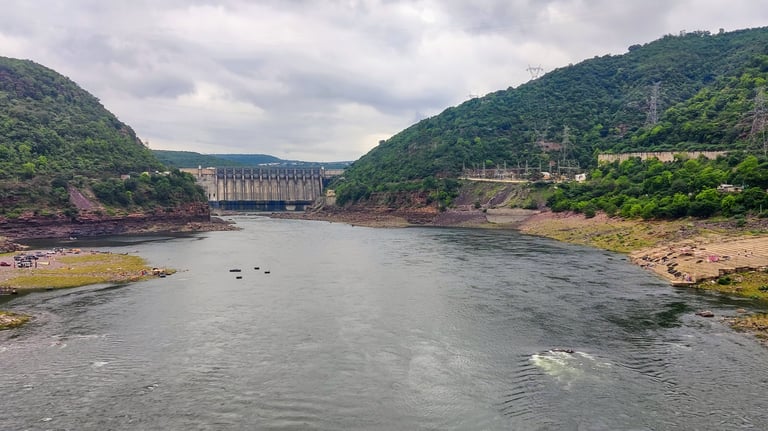 View of Srisailam Dam - where the Krishna River meets an engineering marvel.
