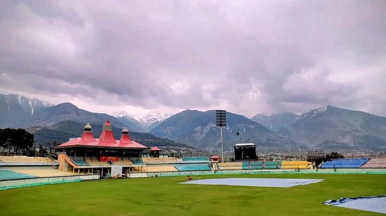 Dharamshala cricket stadium in Himachal Pradesh.