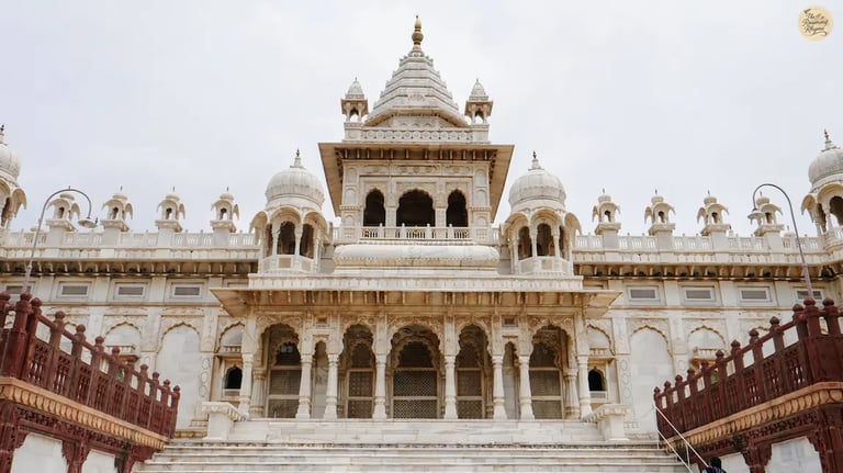 Grand & majestic Jaswant Thada Jodhpur, often called the Taj Mahal of Marwar, built in white marble with intricate carvings.