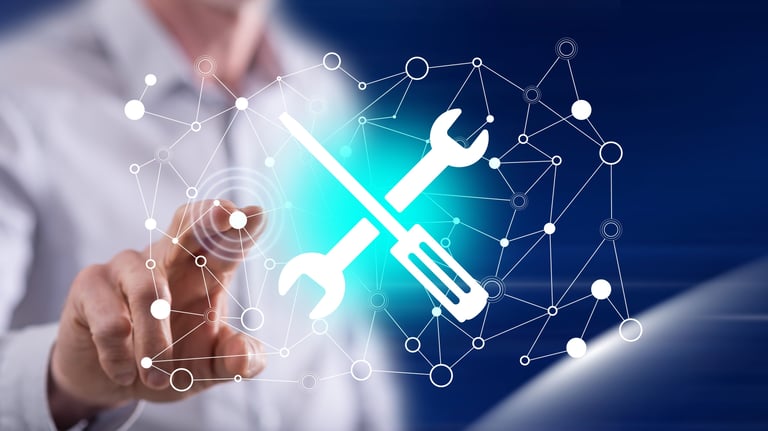 a man holding a wrench with a wrench