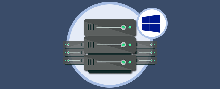 a server server with a blue background and a window with a window in the middle