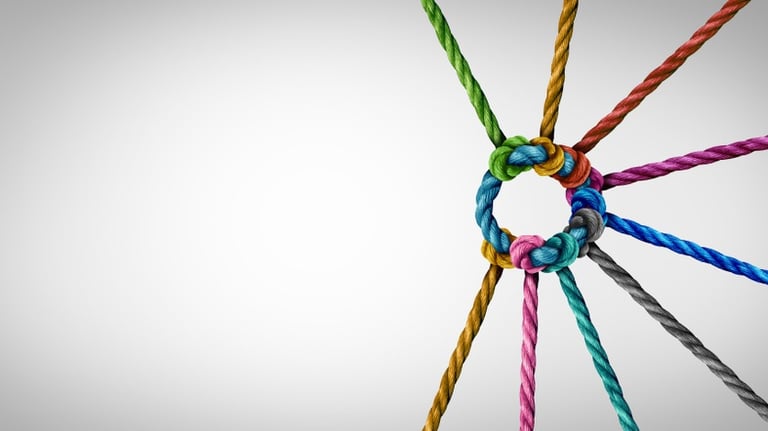 un nodo fatto di corde colorate