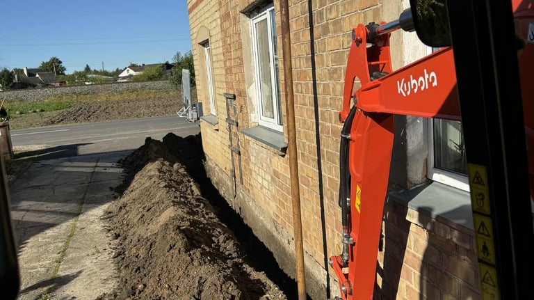 atkasamas 50cm plocio, 50cm gylio pamatas, kad apsiltinti putu polisteroliu