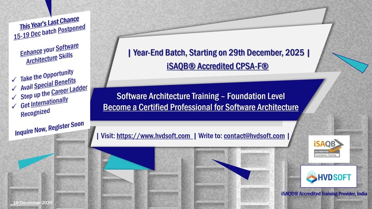 2025, iSAQB CPSA-F, Software Architecture Training Foundation Level by HVDSOFT Pvt. Ltd.