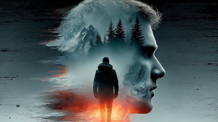 Création numérique IA Elie2027 : fusion entre nature, esprit et lumière intérieure.