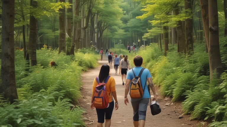 Young travelers experiencing campus life and local adventures