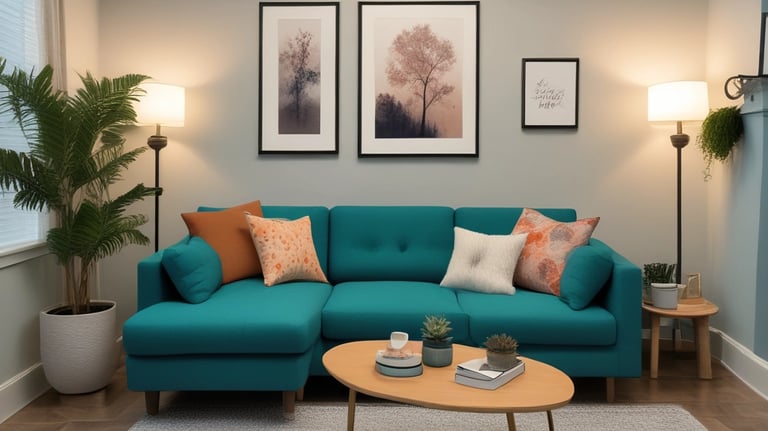 A calm, welcoming counseling room with soft lighting and comfortable chairs