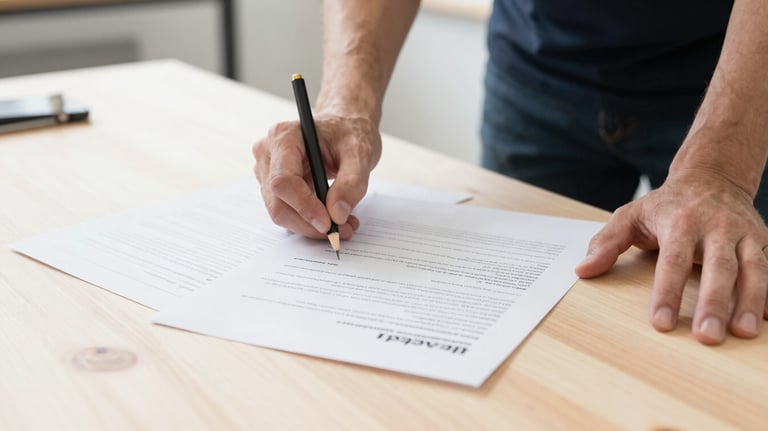 A bright, high-key photograph of a professional workshop setting in Canada, focusing on hands collaborating over documents on a clean, light wood table.