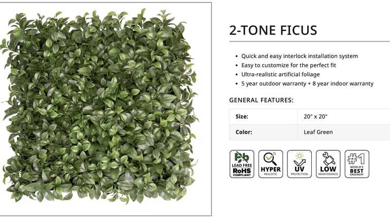 Artificial ivy wall installation in Boca Raton