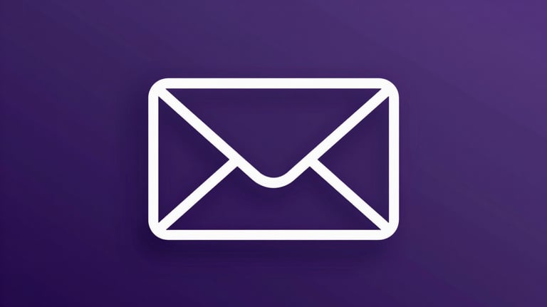 A dark purple envelope icon with clean white lines, minimalist business style.