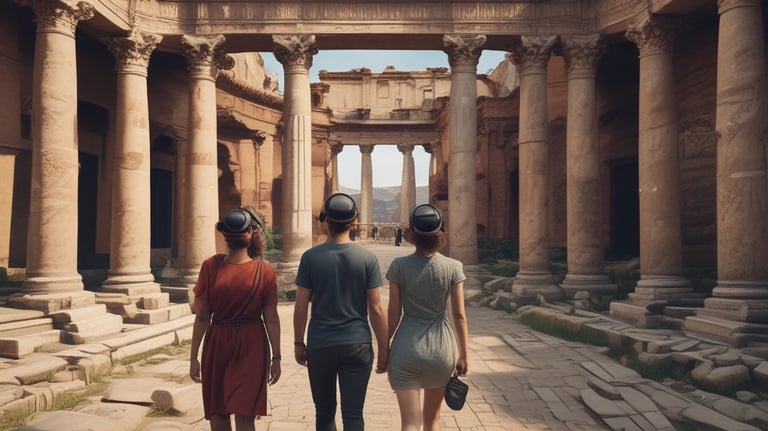 Immersive historical reconstruction showing a bustling old town square.