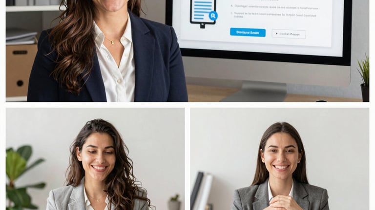 A vibrant gallery showcasing marketing videos with language options displayed