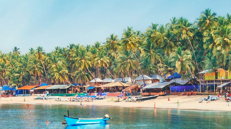 Goa beach with palm trees and coastline popular LTC holiday destination in India