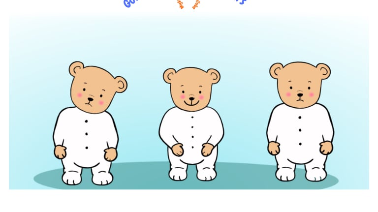 Original Three Little Bears characters from VoxKids nursery rhyme fairy tale story