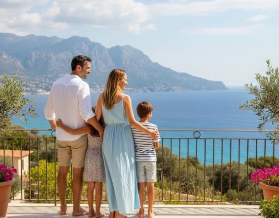 After their relocation to paphos in Cyprus the family enjoys the view