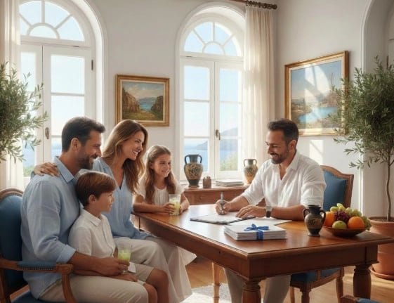  Family meeting with lawyer to finalize paperwork for the their Cyprus Relocation