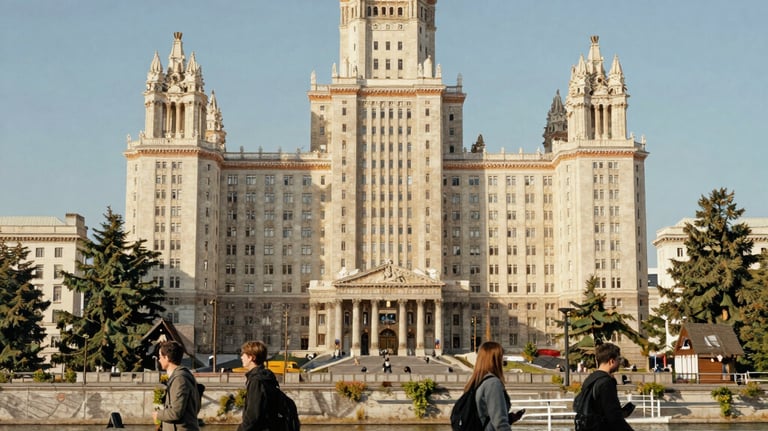 Photography of a charming European university city with historical architecture, International Student / Global Audience walking by a river. Daylight, clear and sharp.