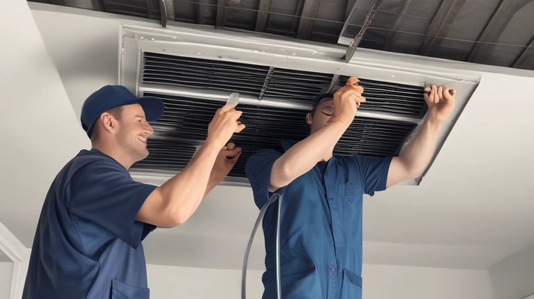 Happy family enjoying fresh air inside their home