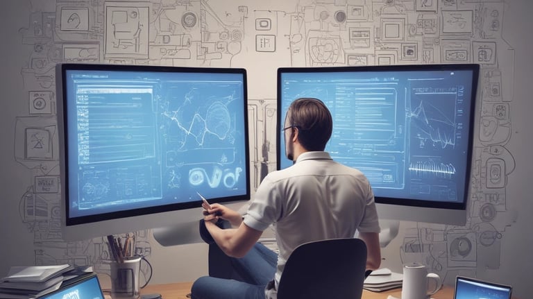 Creative graphic design elements and branding materials on a desk