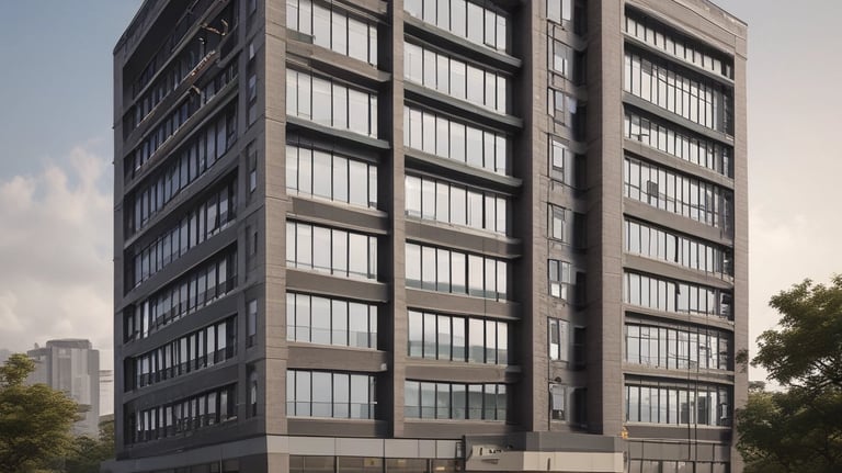 A freshly constructed modern home exterior under a clear blue sky.