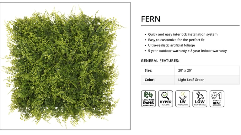 Artificial ivy wall installation in West Palm Beach