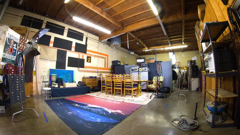 high ceilings and lots of space at Torrance podcast studio creative space