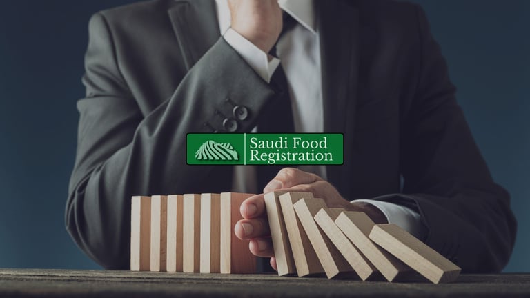 Saudi food registration logo with crisis management background