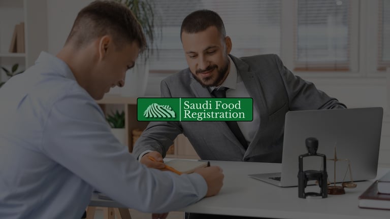 Consultant providing government liaison services for SFDA approvals in Saudi Arabia during an office meeting.