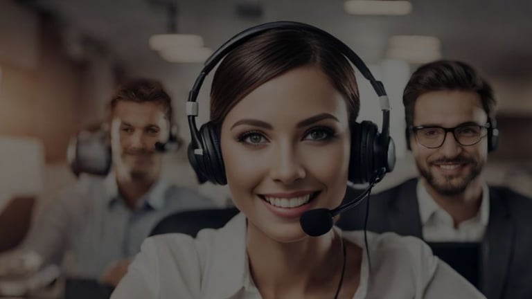 Customer Support Representative ,friendly customer service agent wearing a headset, assisting client