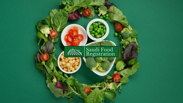 Saudi Food Registration Logo and protien and plant based foods