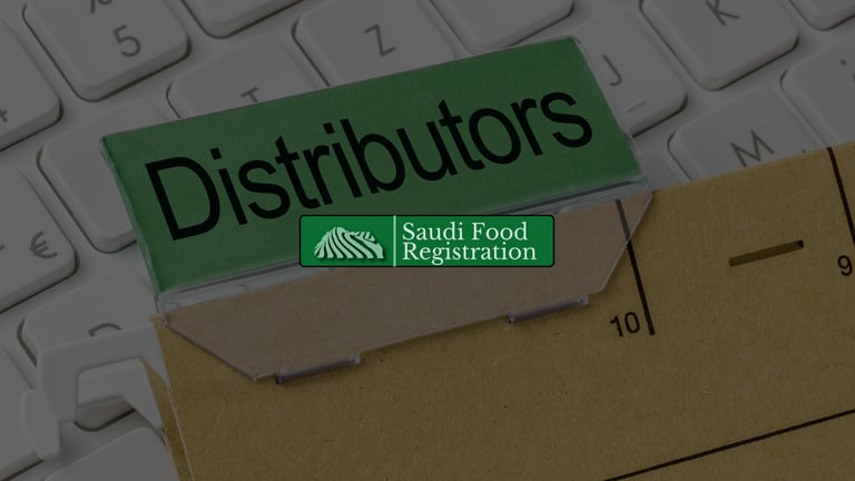 Distributor file folder with Saudi Food Registration logo, symbolizing SFDA distributor switching in Saudi Arabia.