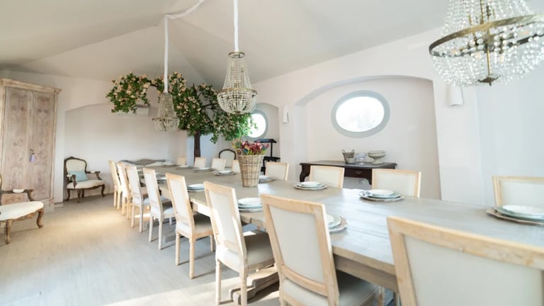 Multi purpose hall with chandelier at Finca Santa Katerina