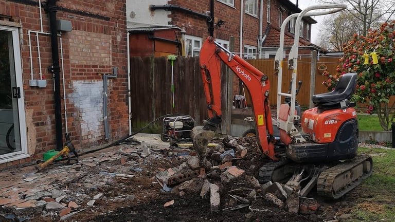 Digger hire for home extension project in Stourbridge and Wollaston