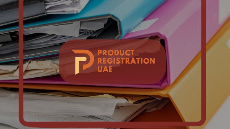 Colorful stacked folders filled with paperwork, symbolizing a UAE product dossier for product registration.