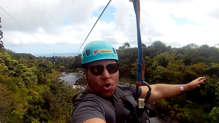 Zip Linning in Hawaii with my Daughter