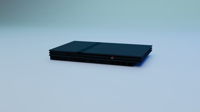 PS2 SLIM Blender 3D Forntal 3/4