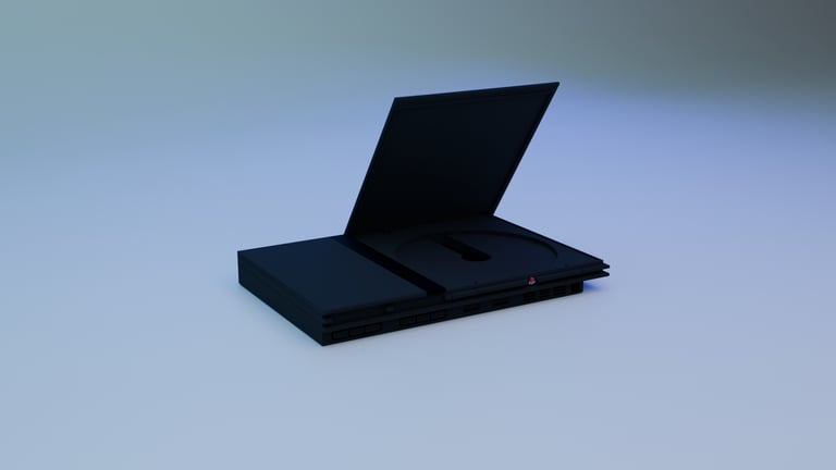 PS2 SLIM Blender 3D Tapa Luces