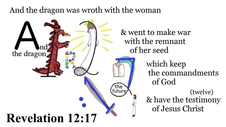 And the dragon was wroth with the woman, and went to make war with the remnant of her seed, which...