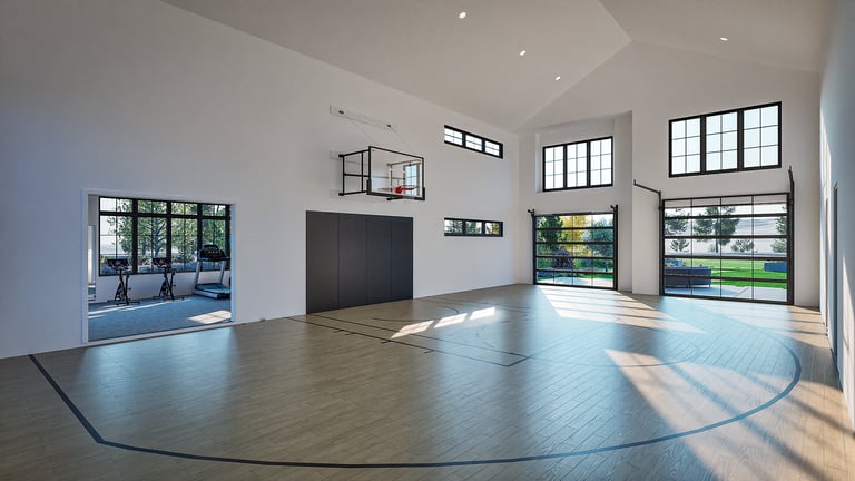 an architectural rendering of a gym in a custom home