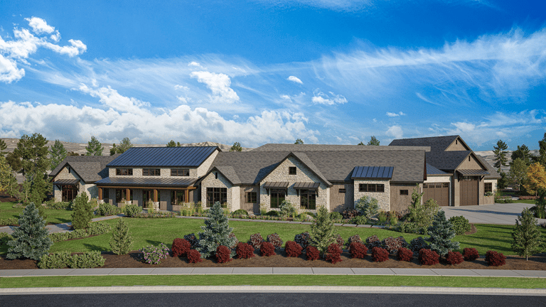 an architectural rendering of a new residential custom home