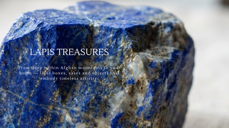 Handcrafted lapis stone boxes, vases, and decorative objects made in Afghanistan