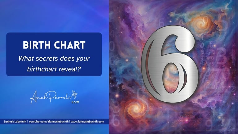 Numerology Birth Chart. Number 6, six. Mind body and Spirit