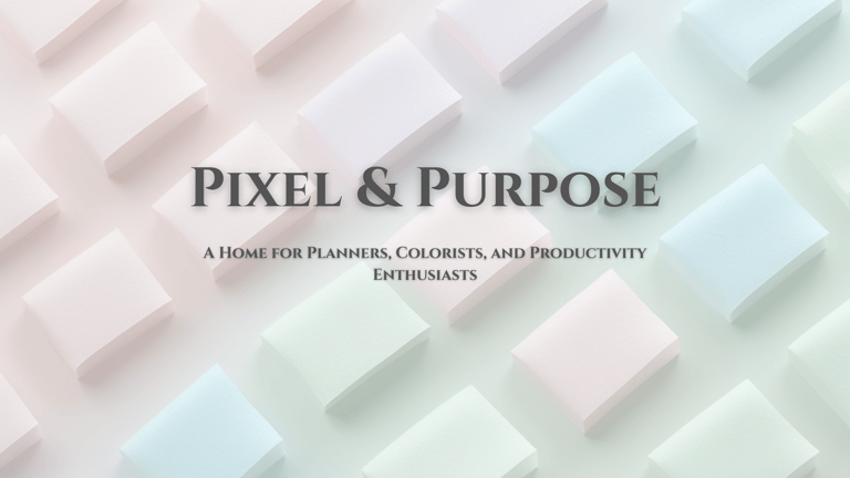 a banner image of pastel postit notes with the text pixel and purpose 