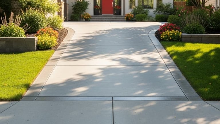 Pristine, sparkling clean concrete driveway of a home in Salt Lake City after professional cleaning