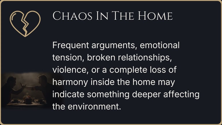 Emotional tension and conflict creating chaos and loss of harmony inside the home