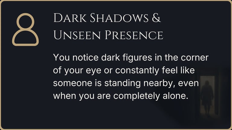 Dark shadow figure and feeling of an unseen spiritual presence inside a home